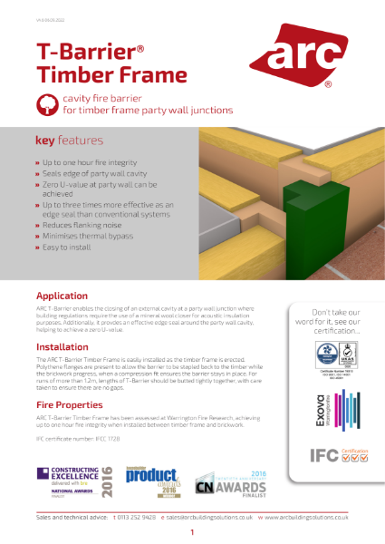 T-Barrier Timber Frame Data Sheet