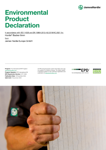 Hardie® Backer 6mm Environmental Product Declaration