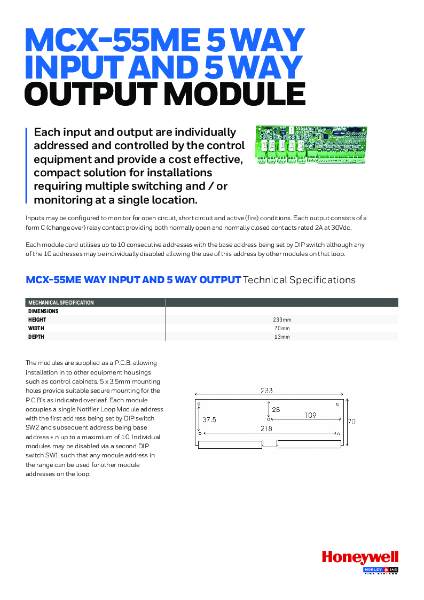 Morley-IAS MCX-55ME 5 Way Input and 5 Way Output Module