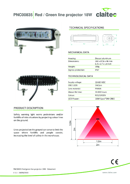 PNC00835 Red-Green line projector 18W v1.1 Claitec EN