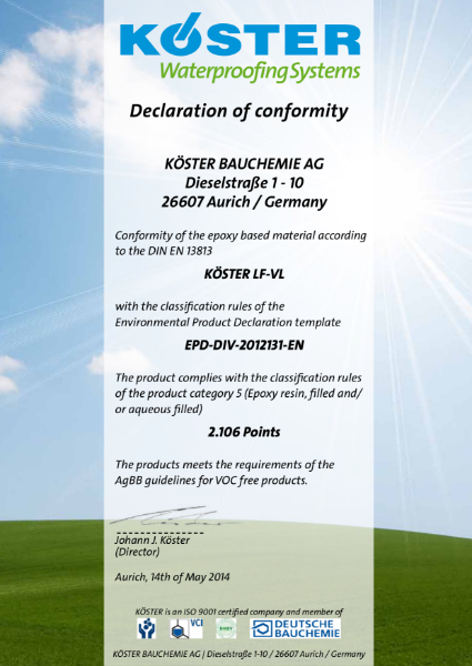 Koster LF-VL Environmental Product Declaration