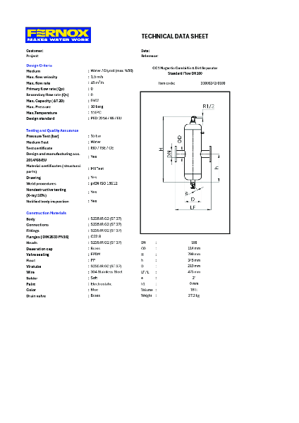33006242 Magn Combi STD DN100 Datasheet