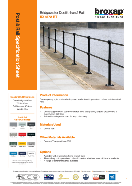 Bridgewater Ductile Iron 2 Rail Specification Sheet
