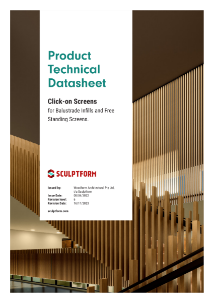 Sculptform Product Technical Datasheet - Timber and Aluminium Click-on Screens