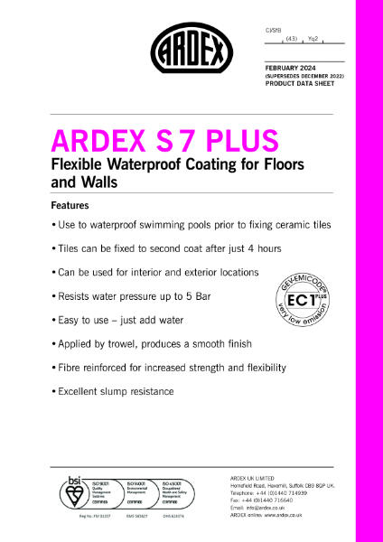 ARDEX S 7 PLUS Datasheet