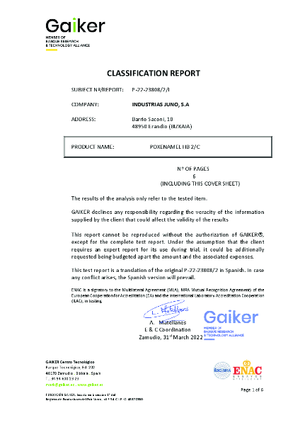 Gaiker Fire Classification Report Juno Poxenamel HB