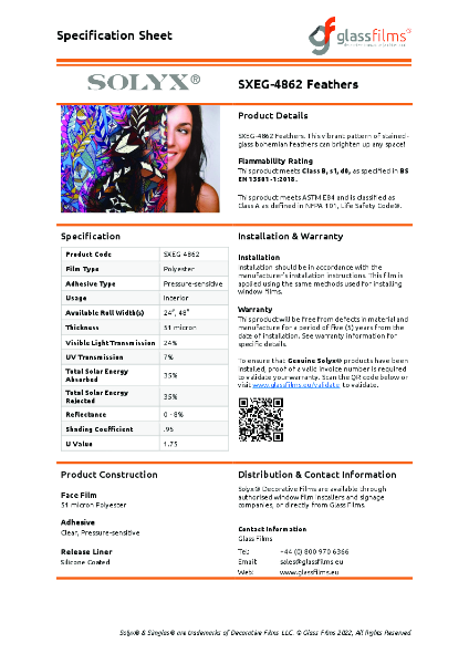 SXEG-4862 Feathers Specification Sheet