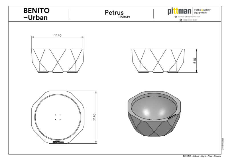 Benito Petrus Concrete Planter - Drawing