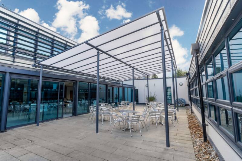 Motiva Linear™ Canopy - Straight Roof Polycarbonate Canopy - Canopies for Schools - Canopy