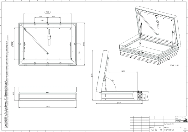 Gorter RHTEP1015 Highly Insulated Roof Hatch – Technical 2D Drawing