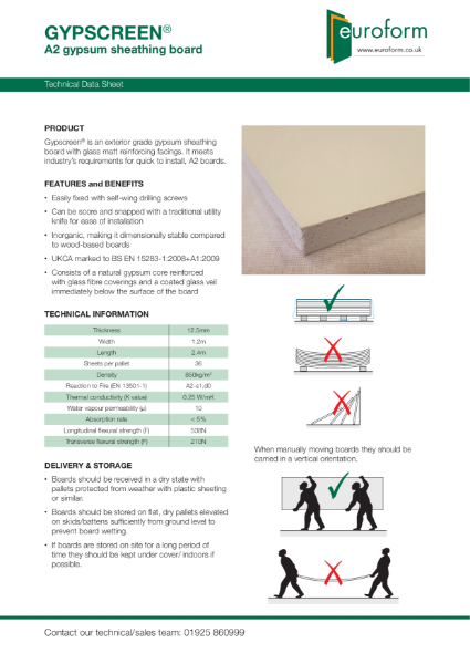 GYPSCREEN®A2 gypsum sheathing board