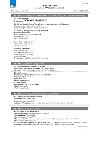 Tescon Profect Material Safety Datasheet