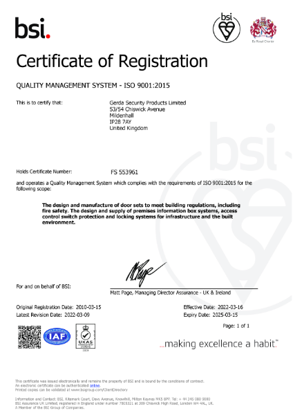 Quality Management System - ISO 9001:2015 