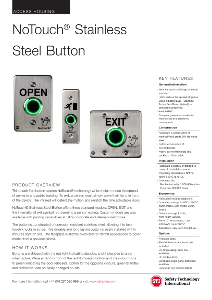 NoTouch Stainless Steel Button