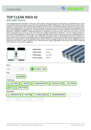 GEGGUS Produktark - Top Clean HIGH 42 med Ribb Tekstil
