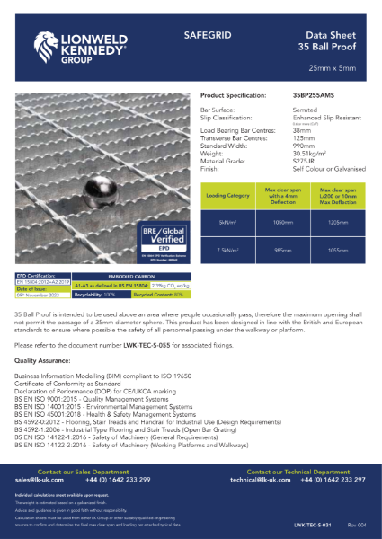 Safegrid 35BP 25x5 Serrated