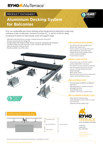 Datasheet - Aluminium Decking System for Balconies