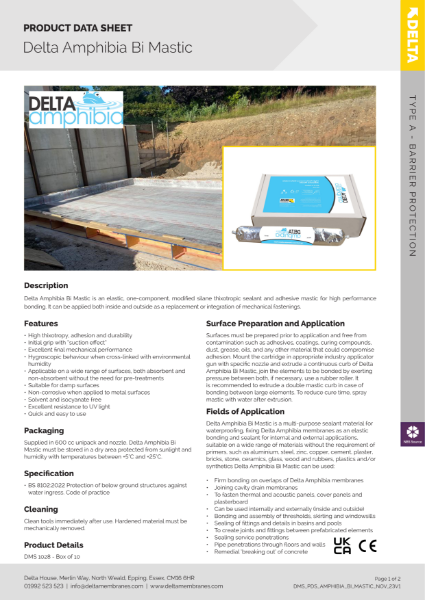 Delta Amphibia Bi Mastic Product Data Sheet