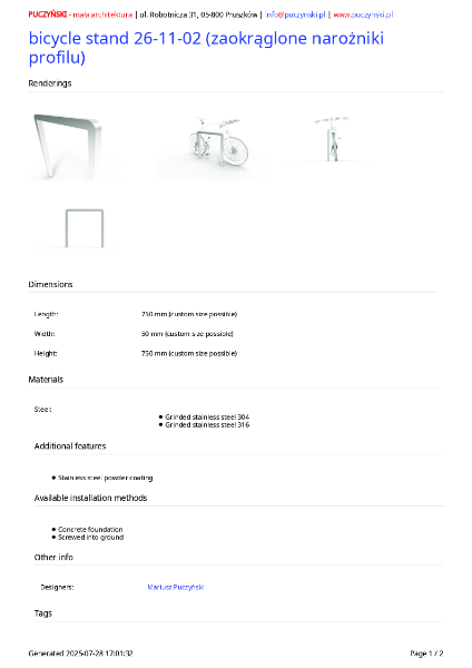 All Urban - Bike Racks - 26-11-02 - Data Sheet