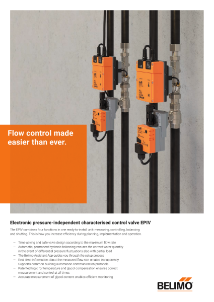 Electronic pressure-independent characterised control valve EPIV