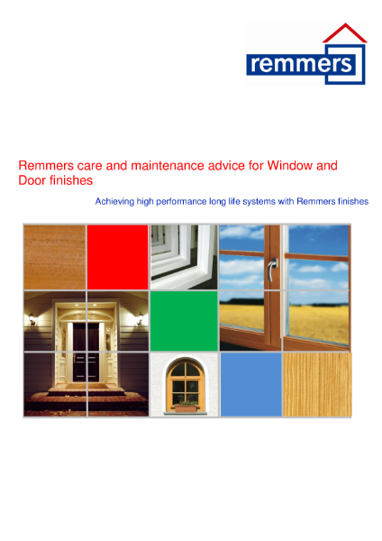 Remmers care and maintenance advice for Window and Door finishes