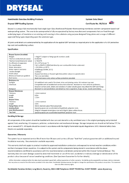 Dryseal Product Data Sheet