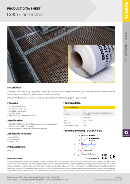 Delta Cornerstrip Product Data Sheet