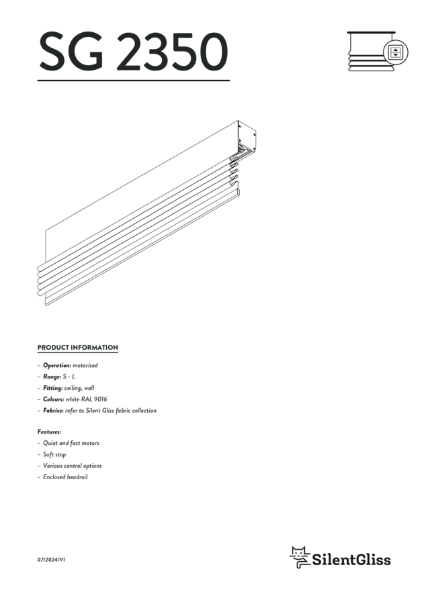 Silent Gliss SG 2350 Roman Blind, Motorised