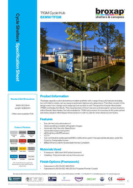 TfGM Cycle Hub Specification Sheet