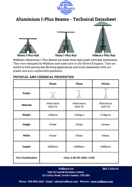 Datasheet - Aluminium I-Plus Rail / Joist