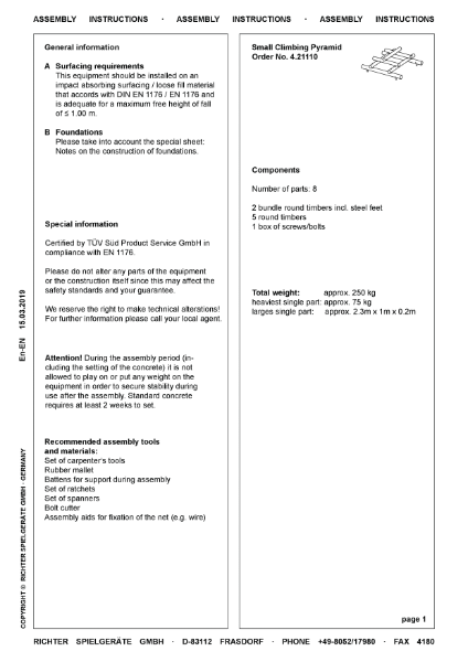 4.21110 - Small Climbing Pyramid - Assembly Instructions
