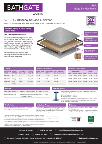 PSA BE Range Bare Steel edge banded Raised Access Panel