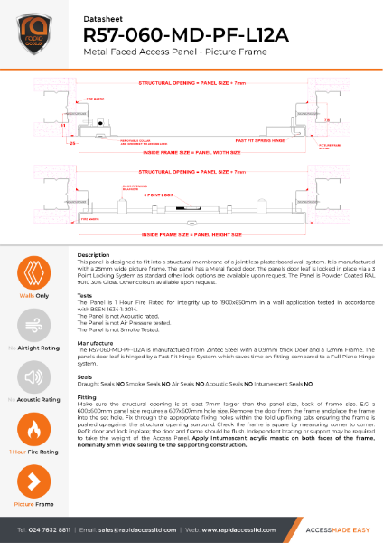 Datasheet - Riser Door One Hour Fire Rated