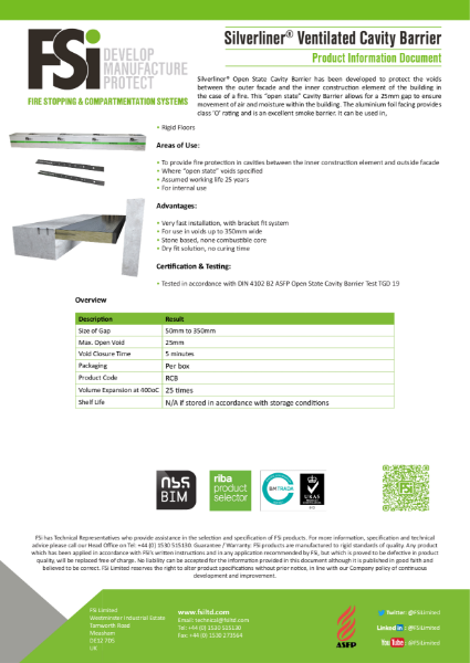 Fire Stop Open State Cavity Barrier