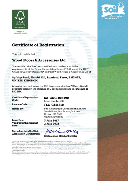 WFA Certificate FSC®