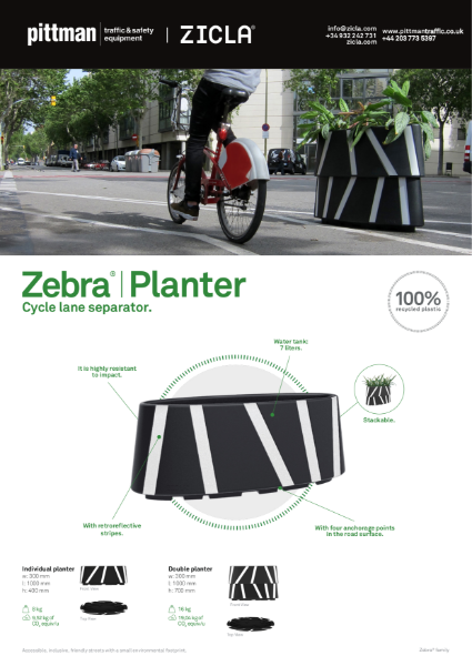 Zebra Planter Cycle Lane Separator Data Sheet