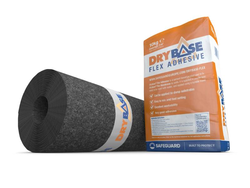 Drybase Flex Membrane And Adhesive - Damp-Proof and Salt-Resistant Low-Profile Membrane for Protection Against Moisture Ingress In Walls 