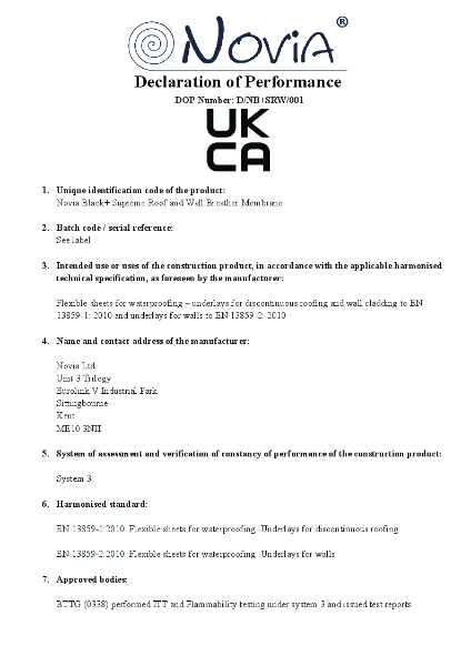 Novia Black + Supreme Breather Membrane DOP