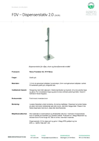 FDV-skjema for Dispenserstativ 2.0