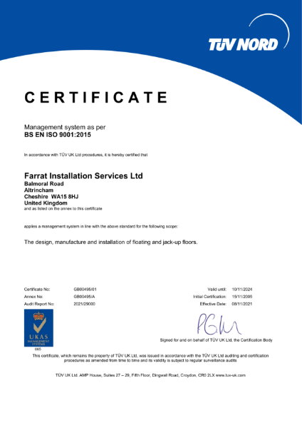 ISO 9001 (Farrat Installation Services Ltd)