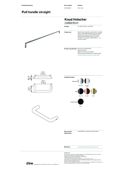 Pull handle straight (data sheet)