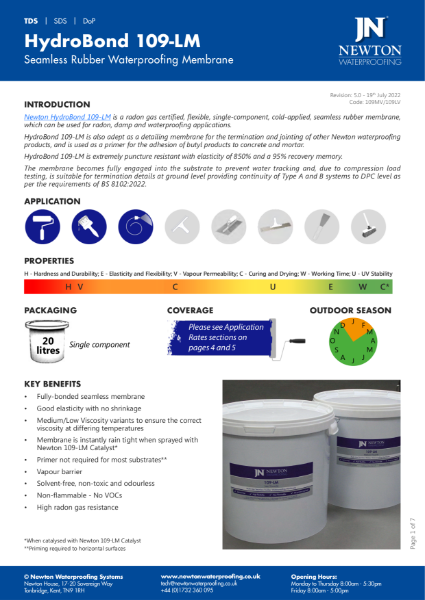 Newton HydroBond 109-LM TDS