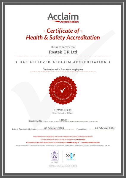  SSIP Certificate of Health & Safety Accreditation 