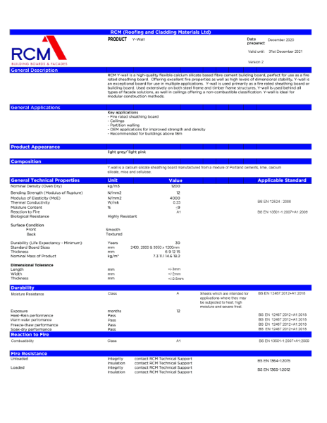 Technical Data Sheet- Y-WALL