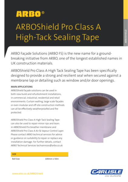 ARBOshield Pro Class A High Tack Sealing tape Datasheet