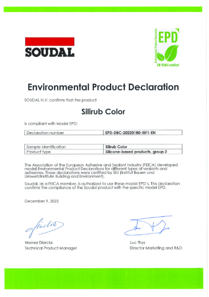 Environmental Product Declaration - Silirub Color