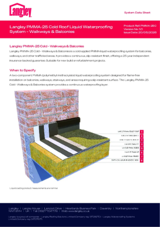 Langley PMMA 25 - Cold Walkways and Balconies - Liquid Waterproofing System
