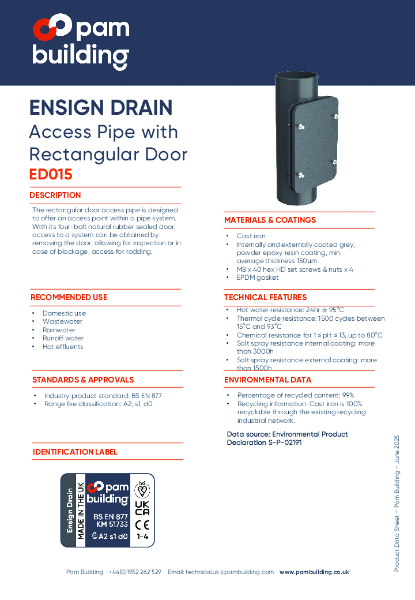 ED015 - ACCESS PIPE RECT DOOR