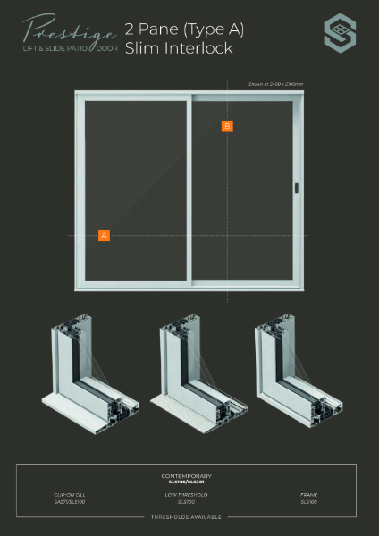 Lift & Slide Patio Twin Track (2 Pane) Data Sheet