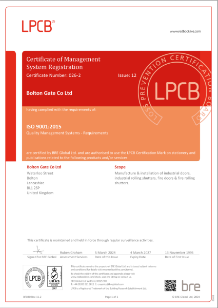 Certificate of Management System Registration - ISO 9001:2015